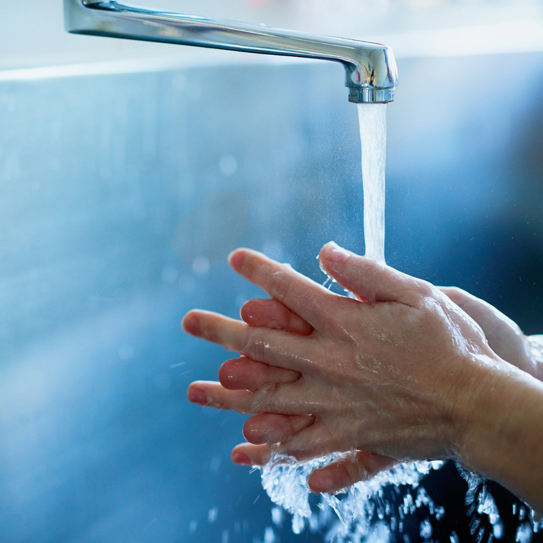 hands being washed at a sink