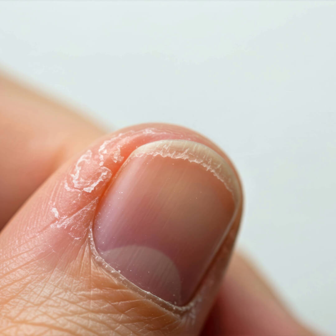 Cracked cuticle around a thumb